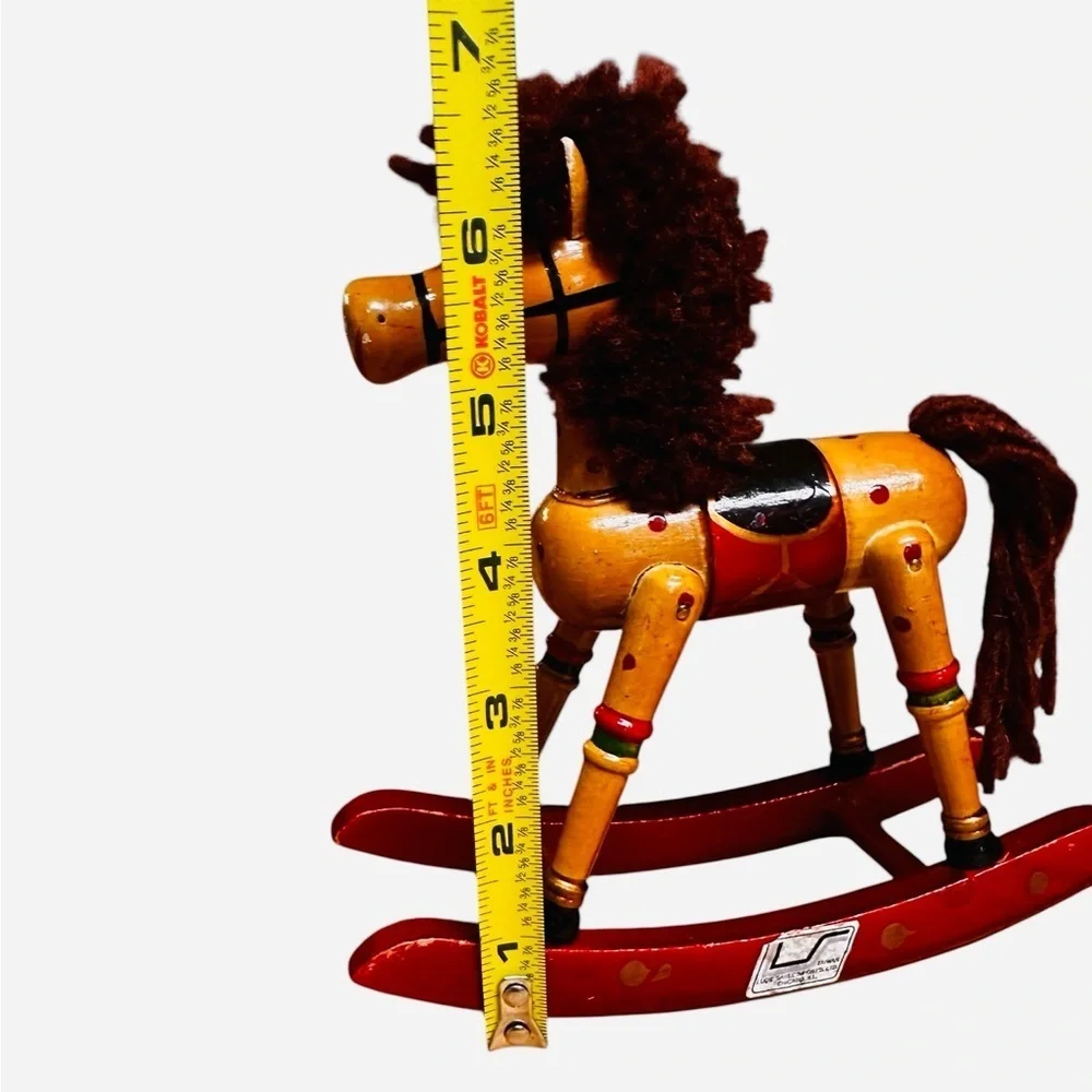 Wood Rocking Horse Christmas Tabletop Decor Vintage 7
